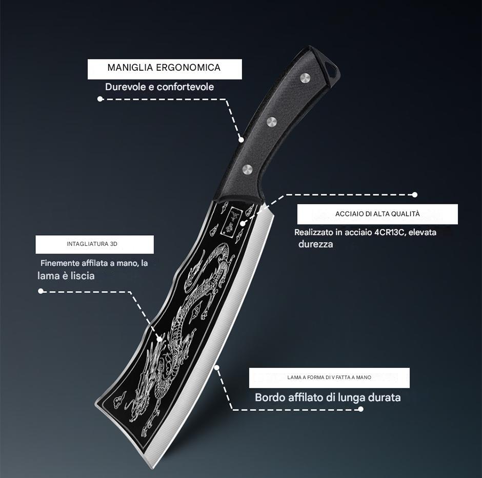 Coltello Del Drago Nero Acciaio Al Titanio